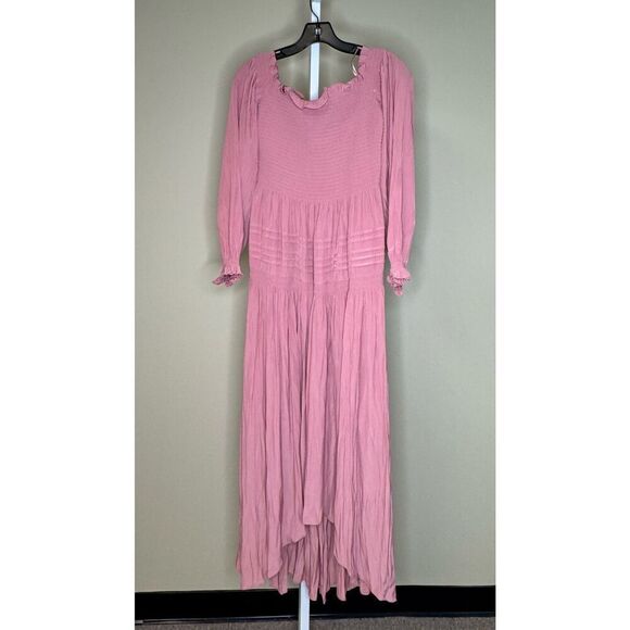 Ramy Brook NWT Anita Smocked Ruffle Midi Dress in Pink Size S - Picture 2 of 9